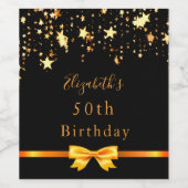 Étiquette Pour Bouteilles De Vin fête d'anniversaire noir étoiles chic moderne (Étiquettes simples)