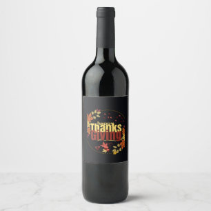 Étiquette Pour Bouteilles De Vin "Fête d'automne : Fêtez Thanksgiving avec nous"