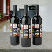 Étiquette Pour Bouteilles De Vin fête de 30e anniversaire photo collage mec noir