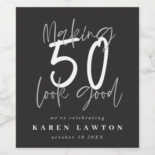 Étiquette Pour Bouteilles De Vin Fête de 50 ans (Étiquettes simples)