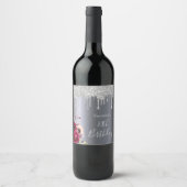 Étiquette Pour Bouteilles De Vin Fête de 70e anniversaire argent parties scintillan (Devant)