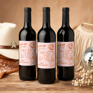 Étiquette Pour Bouteilles De Vin Fête de Bachelorette Orange Rodeo Nash Bach