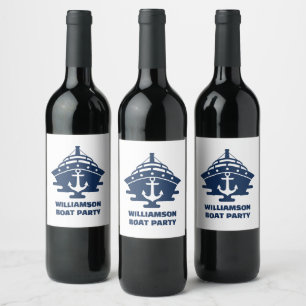 Étiquette Pour Bouteilles De Vin Fête de bateau d'ancre nautique personnalisée