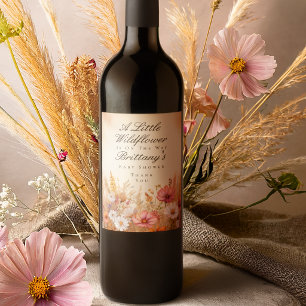 Étiquette Pour Bouteilles De Vin Fête de Bébé Élégante Fleur Sauvage de Prairie d'A