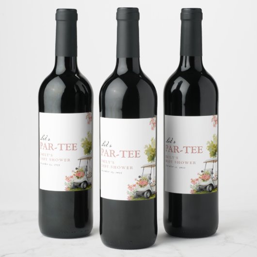 Étiquette Pour Bouteilles De Vin Fête de bébé fille Golf Let's Par-tee (Bouteilles)