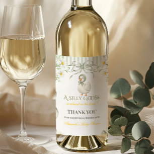 Étiquette Pour Bouteilles De Vin Fête de bébé thème Silly Goose Vert Sauge Mixte