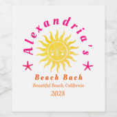 Étiquette Pour Bouteilles De Vin Fête de Fille de Plage Bohème Soleil (Étiquettes simples)
