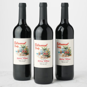 Étiquette Pour Bouteilles De Vin Fête de la retraite des femmes Beach Aloha Femme