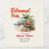 Étiquette Pour Bouteilles De Vin Fête de la retraite des femmes Beach Aloha Femme (Étiquettes simples)