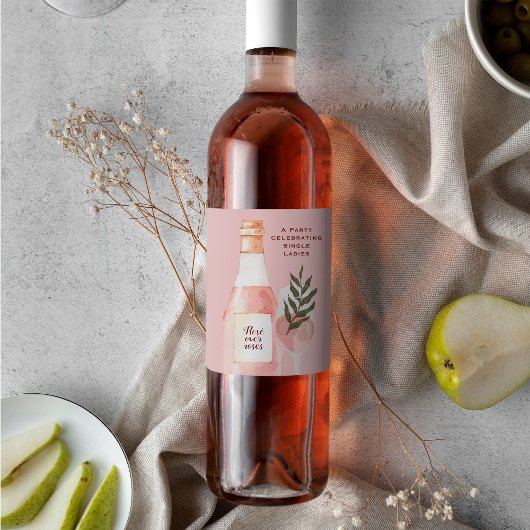 Étiquette Pour Bouteilles De Vin Fête de la Saint-Valentin Rose sur Roses Rose