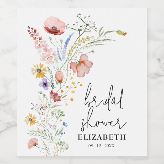 Étiquette Pour Bouteilles De Vin Fête de mariage aux fleurs sauvages (Étiquettes simples)