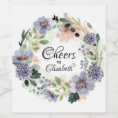 Étiquette Pour Bouteilles De Vin Fête de mariage avec couronne florale (Étiquettes simples)