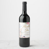 Étiquette Pour Bouteilles De Vin Fête de mariage avec thé floral rose poudré (Devant)