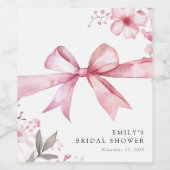 Étiquette Pour Bouteilles De Vin Fête de mariage avec un nœud rose (Étiquettes simples)