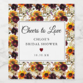 Étiquette Pour Bouteilles De Vin Fête de mariage champêtre avec tournesols en autom (Étiquettes simples)