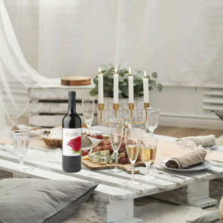 Étiquette Pour Bouteilles De Vin Fête de mariage élégante avec rose rouge 
