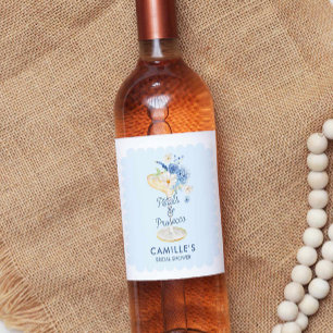 Étiquette Pour Bouteilles De Vin Fête de Mariage Fleurs Bleues et Prosecco