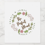 Étiquette Pour Bouteilles De Vin Fête de Mariage Fleurs Roses Feuilles Vertes (Étiquettes simples)