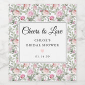 Étiquette Pour Bouteilles De Vin Fête de mariage floral rose teintée de rose (Étiquettes simples)