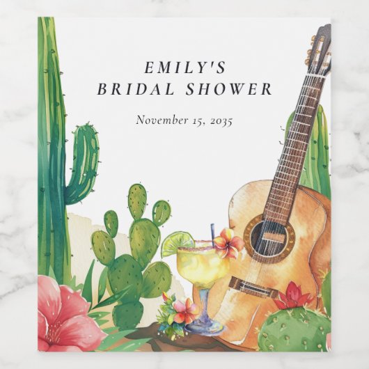 Étiquette Pour Bouteilles De Vin Fête de mariage florale Cactus Fiesta (Étiquettes simples)