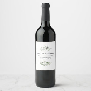 Étiquette Pour Bouteilles De Vin Fête de mariage minimaliste de branche d'olivier m
