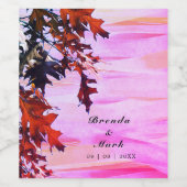 Étiquette Pour Bouteilles De Vin Fête de mariage Orange Rose Swirl d'automne (Étiquettes simples)