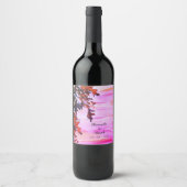 Étiquette Pour Bouteilles De Vin Fête de mariage Orange Rose Swirl d'automne (Devant)