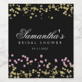 Étiquette Pour Bouteilles De Vin Fête de mariage rose pailleté et doré (Étiquettes simples)