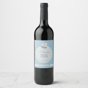 Étiquette Pour Bouteilles De Vin Fête de mariage sur la côte bateau rayure