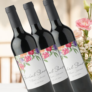 Étiquette Pour Bouteilles De Vin Fête de mariage tulipes et verdure amusante et lum