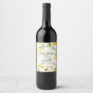 Étiquette Pour Bouteilles De Vin Fête de naissance rayée de fleurs de citron de feu