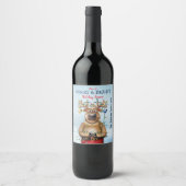 Étiquette Pour Bouteilles De Vin Fête de Noël amusante Reindeer (Devant)