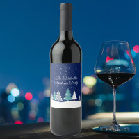 Fête de Noël personnalisée Arbres d'hiver bleu