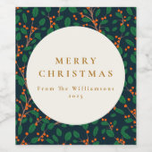 Étiquette Pour Bouteilles De Vin Fête de Noël personnalisée Botanique (Étiquettes simples)