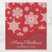 Étiquette Pour Bouteilles De Vin Fête de Noël Pneus blancs d'hiver sur un rouge (Étiquettes simples)