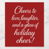 Étiquette Pour Bouteilles De Vin Fête de Noël rouge blanc amour rire (Étiquettes simples)