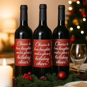 Étiquette Pour Bouteilles De Vin Fête de Noël rouge blanc amour rire