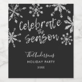 Étiquette Pour Bouteilles De Vin Fête de Noël Silver Black Snowflake (Étiquettes simples)