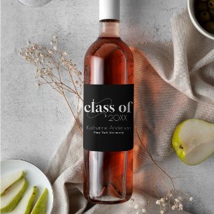 Étiquette Pour Bouteilles De Vin Fête de remise de diplômes minimaliste élégante mo