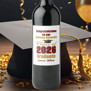 Étiquette Pour Bouteilles De Vin Fête de remise des diplômes personnalisée Marron O