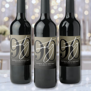 Étiquette Pour Bouteilles De Vin Fête des 90 ans de Gold