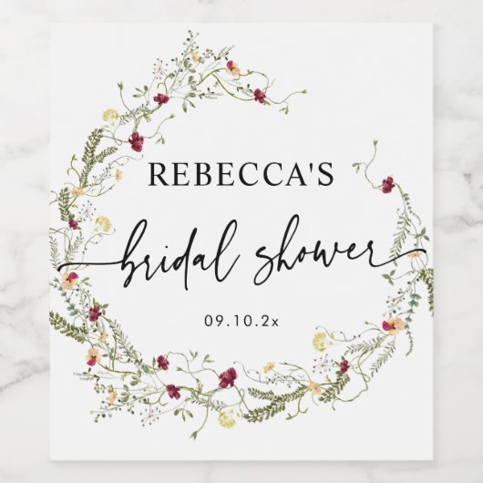 Étiquette Pour Bouteilles De Vin Fête des mariées Boho (Étiquettes simples)