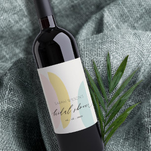 Étiquette Pour Bouteilles De Vin Fête des mariées d'aqua jaune Abstrait moderne