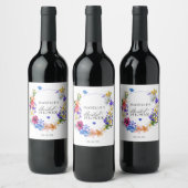 Étiquette Pour Bouteilles De Vin Fête des mariées de Fleur sauvage bleu violet (Bouteilles)