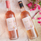 Étiquette Pour Bouteilles De Vin Fête des mariées de jardin fleuri rose