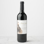 Étiquette Pour Bouteilles De Vin Fête des mariées de Mariage d'aquarelle noire (Devant)