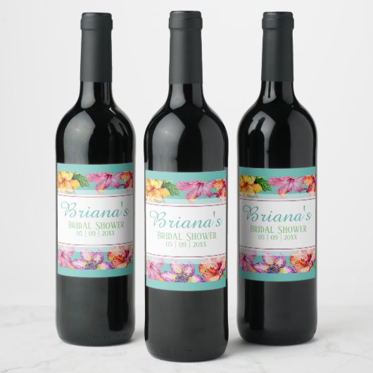 Étiquette Pour Bouteilles De Vin Fête des mariées d'Hibiscus tropical (Bouteilles)