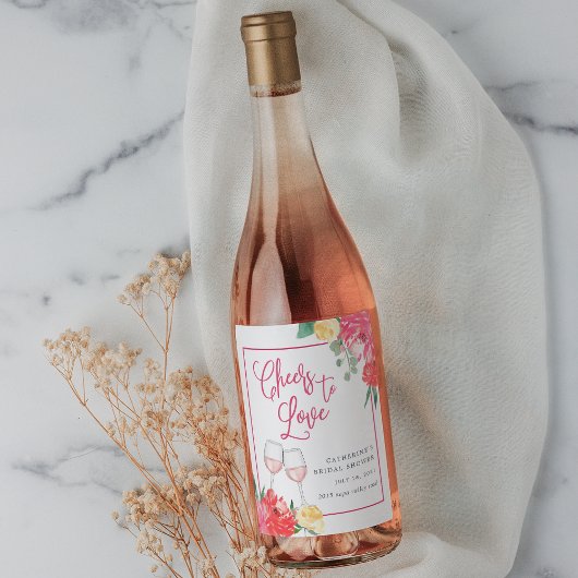 Étiquette Pour Bouteilles De Vin Fête des mariées du jardin rosé