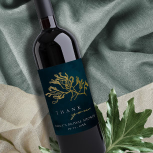 Étiquette Pour Bouteilles De Vin Fête des mariées ÉLÉGANTE D'ALGUES DE MER SOUS-MAR