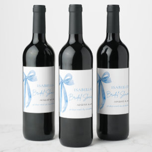 Étiquette Pour Bouteilles De Vin Fête des mariées en ruban bleu foncé moderne